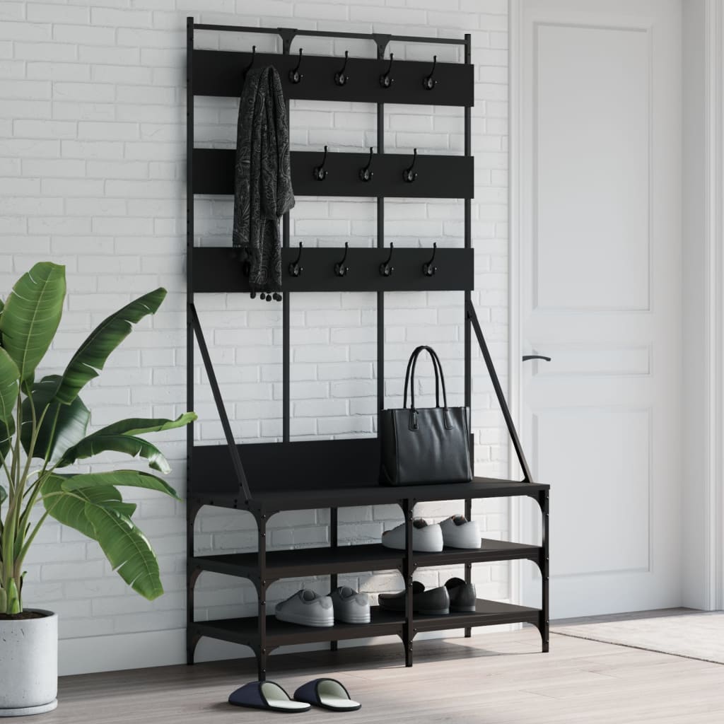 vidaXL Clothes Rack with Shoe Storage Freestanding Coat Stand for Hallway