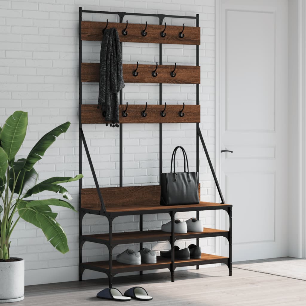 vidaXL Clothes Rack with Shoe Storage Freestanding Coat Stand for Hallway