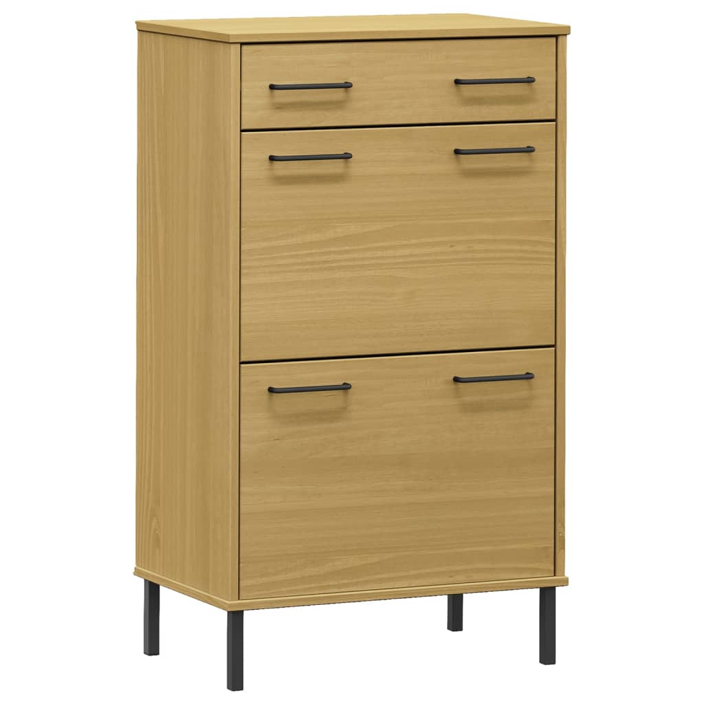vidaXL Shoe Cabinet Hidden Shoe Organizer with 2 Flip Drawers Solid Pine Wood
