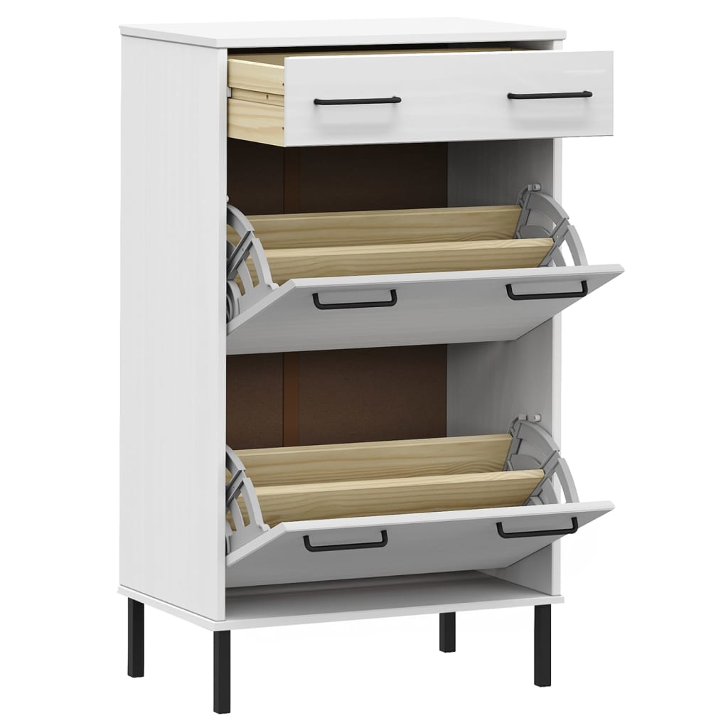vidaXL Shoe Cabinet Hidden Shoe Organizer with 2 Flip Drawers Solid Pine Wood