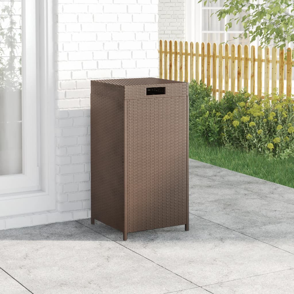 vidaXL Trash Bin Outdoor Rubbish Garbage Can with a Removable Lid Poly Rattan