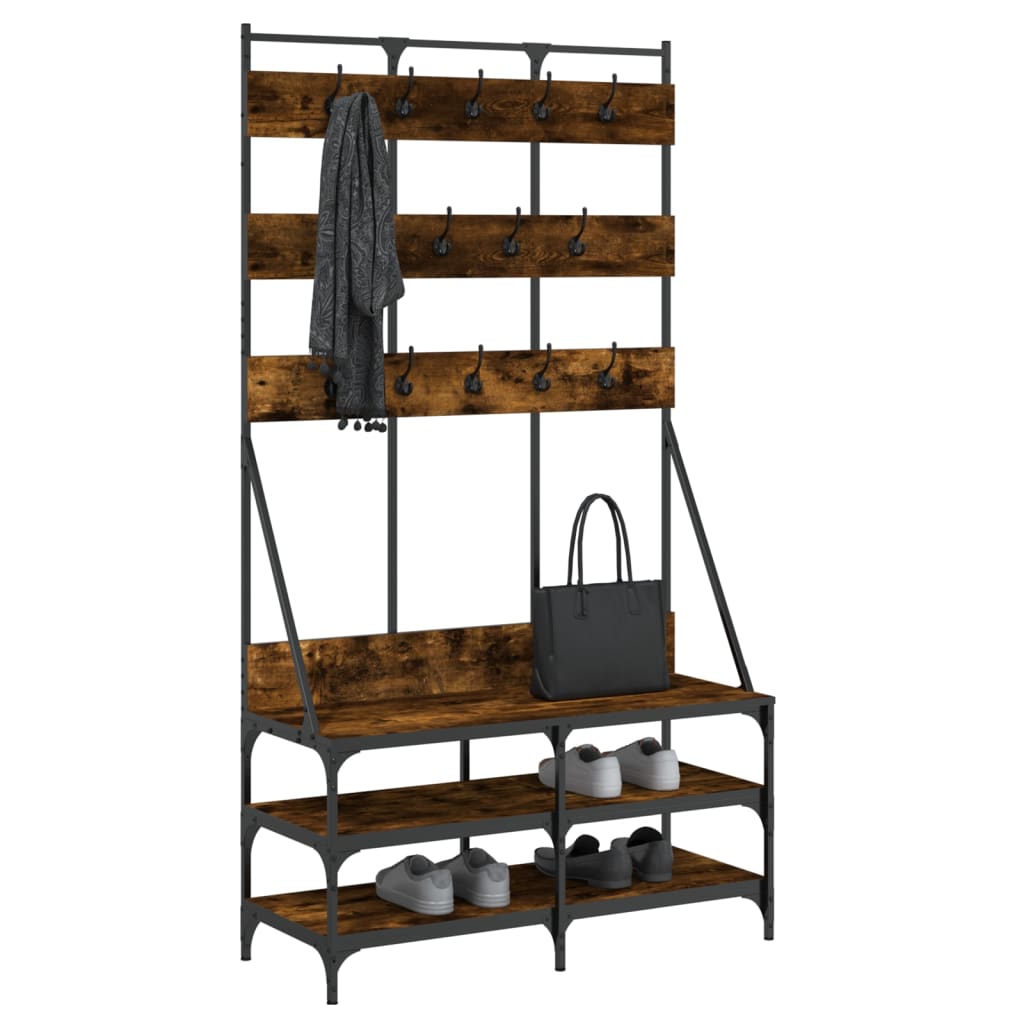 vidaXL Clothes Rack with Shoe Storage Freestanding Coat Stand for Hallway