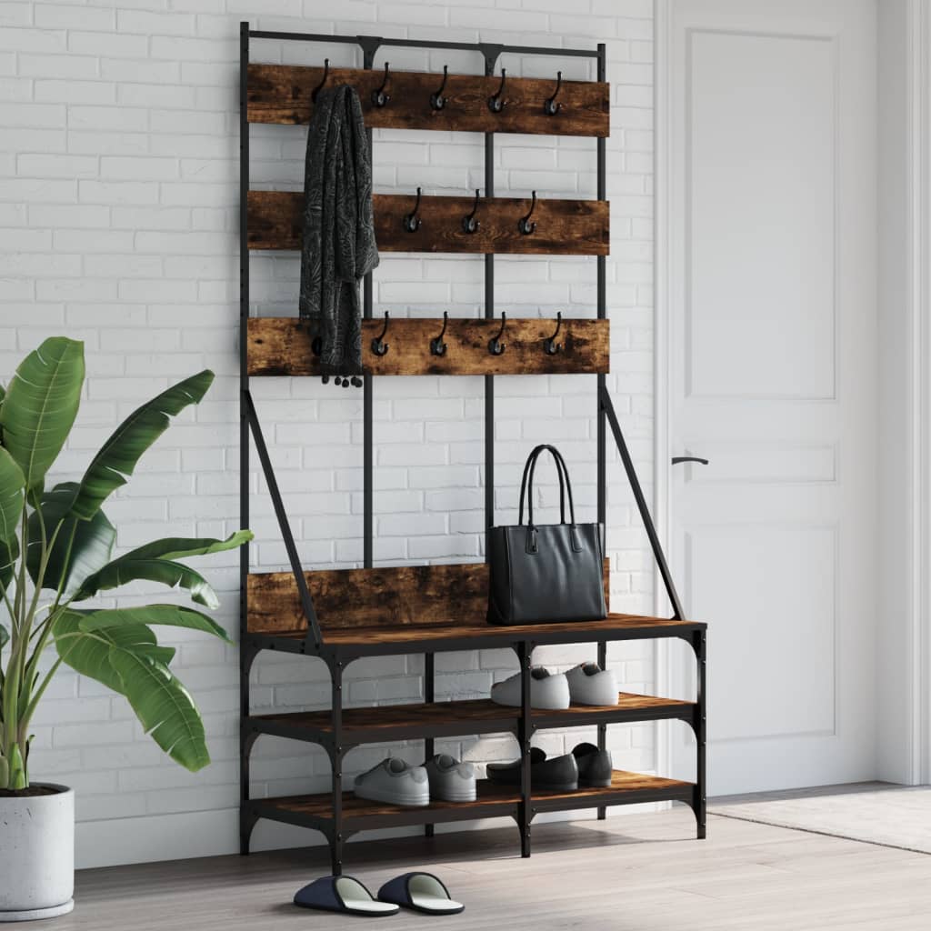vidaXL Clothes Rack with Shoe Storage Freestanding Coat Stand for Hallway