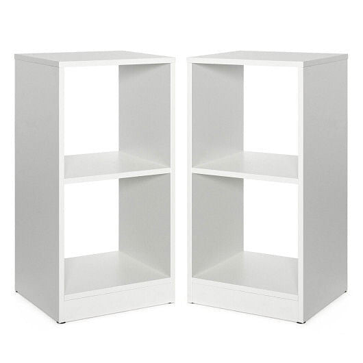 2 Pieces 2-tier Bookcase Set with Anti-toppling Device