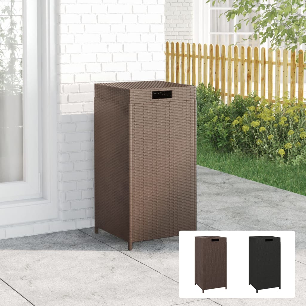 vidaXL Trash Bin Outdoor Rubbish Garbage Can with a Removable Lid Poly Rattan